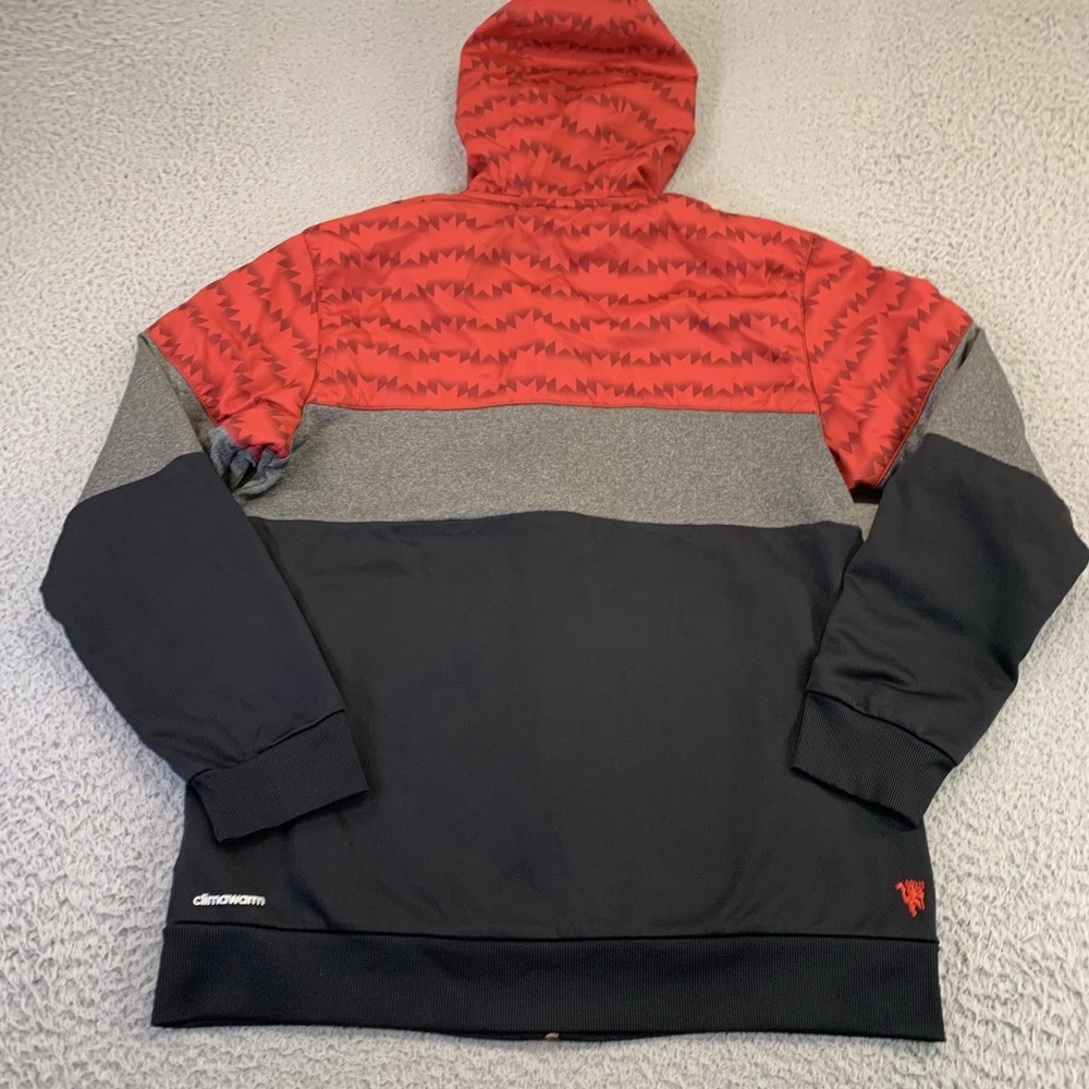Adidas Manchester United Jacket Mens Medium Full Zip Hooded Pocket Soccer Futbol - Picture 9 of 12